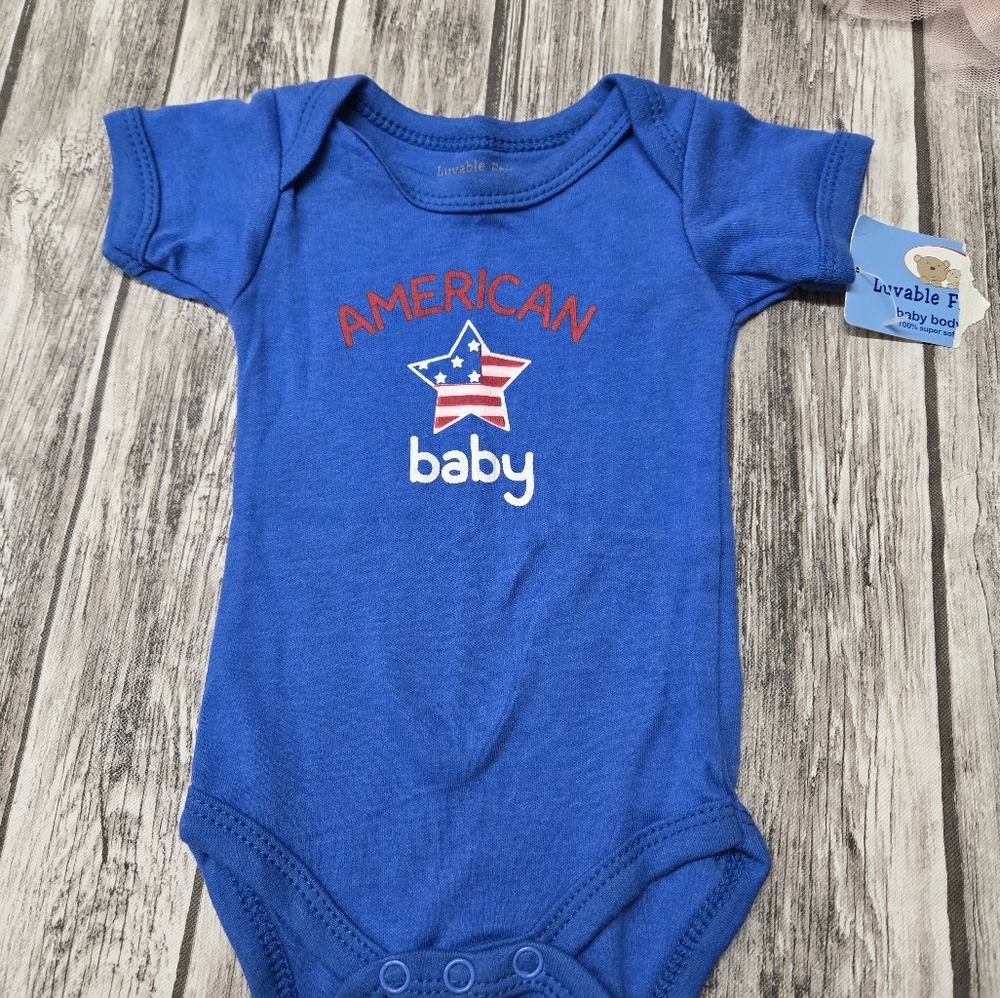 Luvable Friends Blue 4th of July onesie